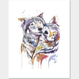 WOLF Colorful Watercolor Posters and Art